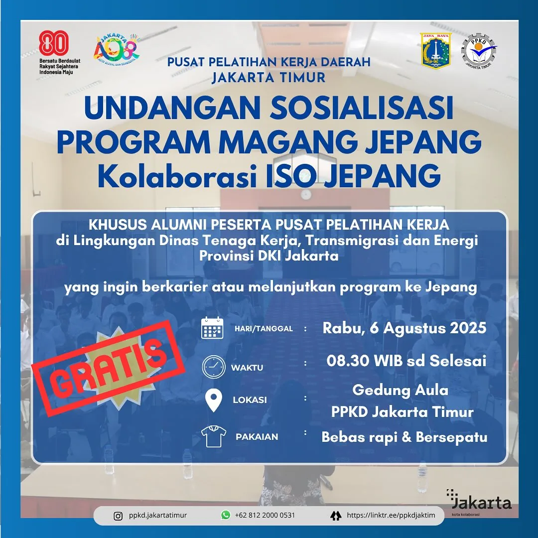 UNDANGAN SOSIALISASI PROGRAM MAGANG JEPANG – PPKD KABUPATEN KEDIRI